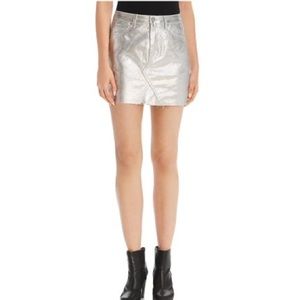 Sunset + Spring Silver Metallic Mini Skirt